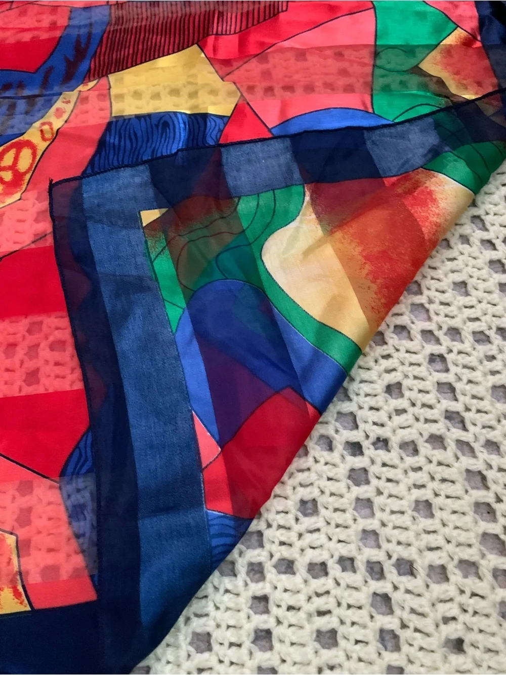 Vintage Picasso Abstract Big Bold Square Silk Scarf Tapestry